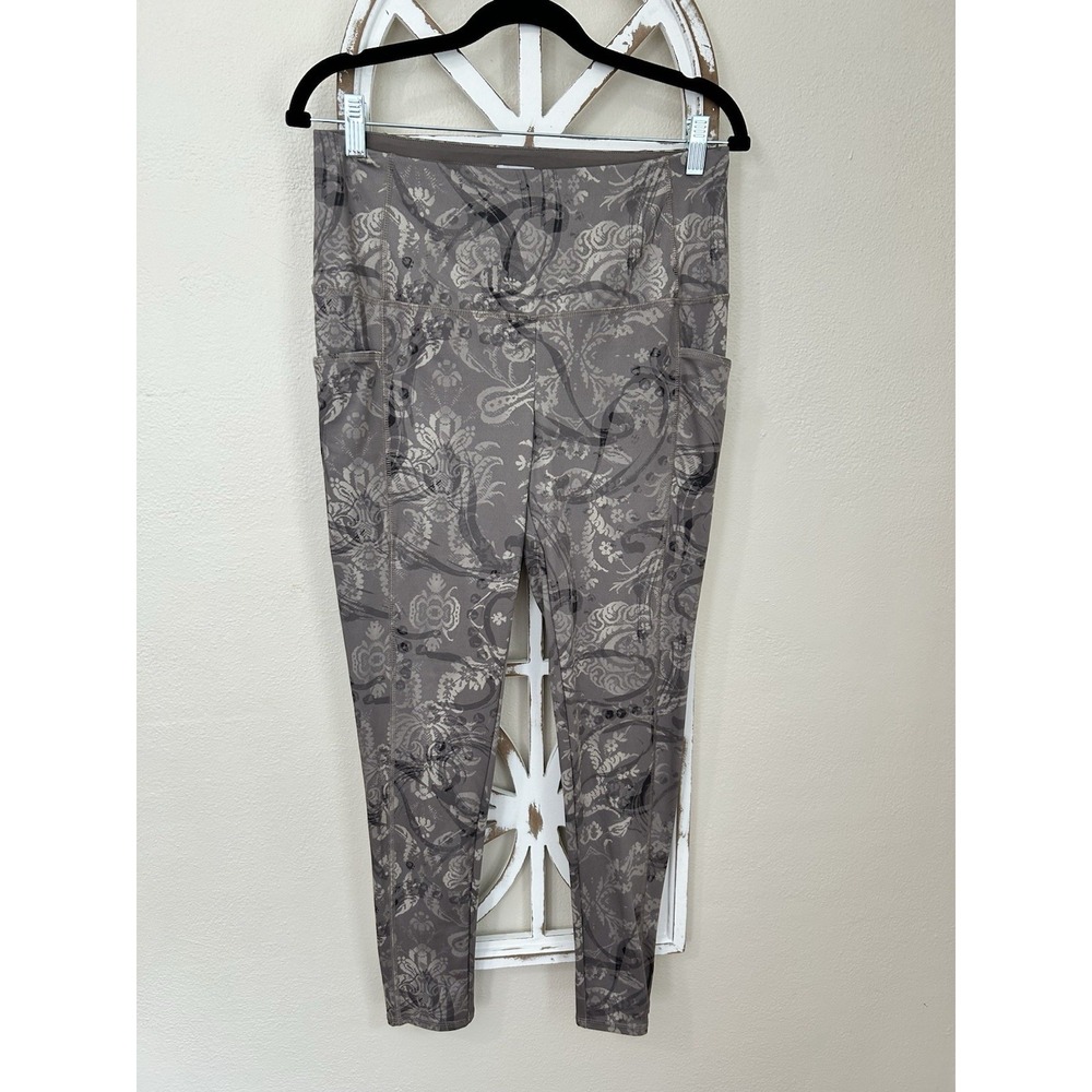 Chicos Zenergy SIZE 1 (womens 8/10) Active ankle Legging Side Pocket Lace Print